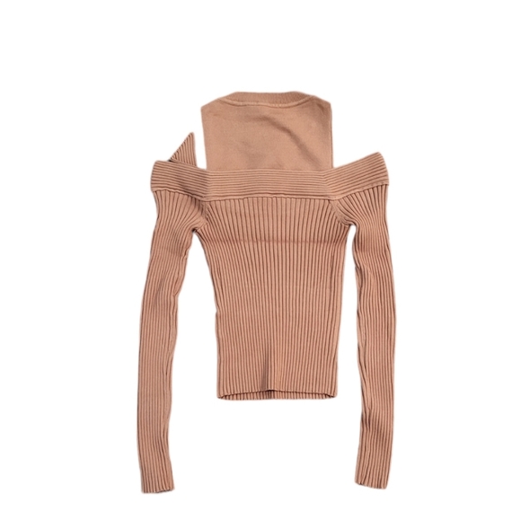 Jonathan Simkhai Mandy Cold Shoulder Sweater in Camel Small NWT - Picture 5 of 9